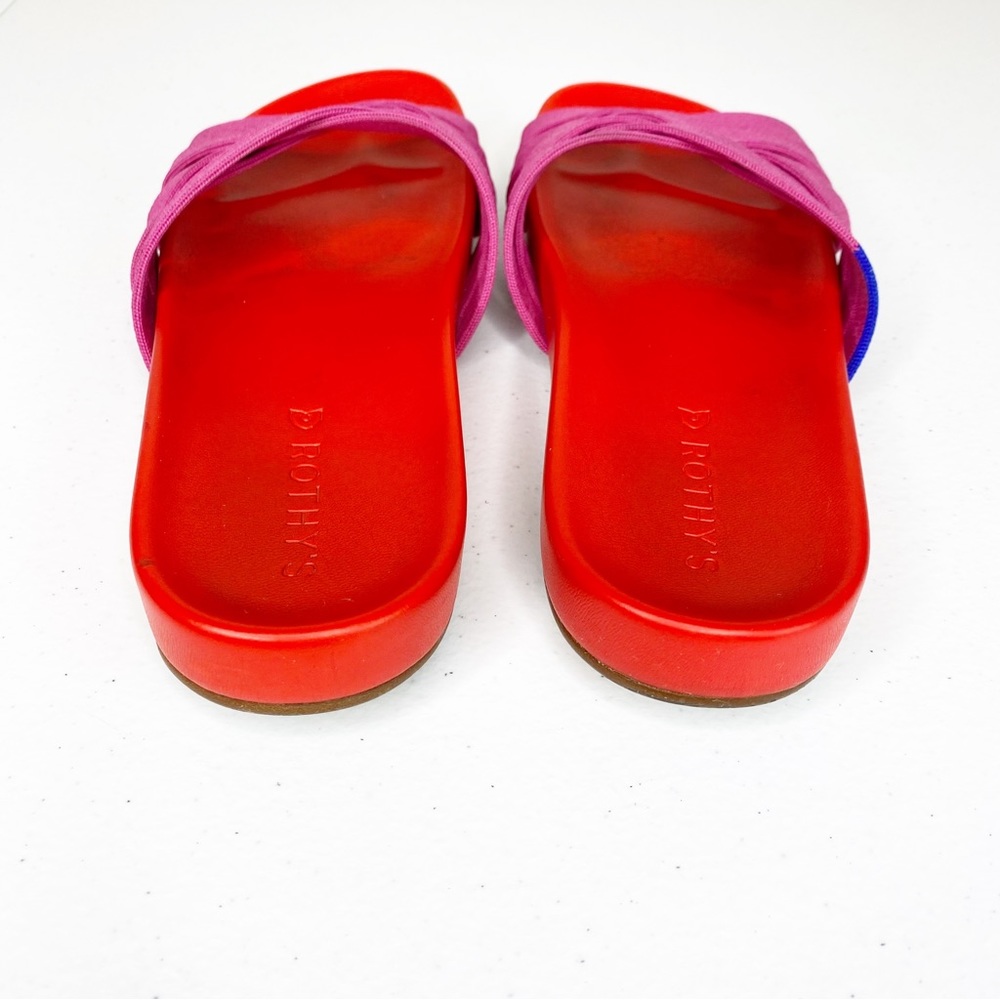 ❌SOLD❌ Rothy’s The Slide Criss Cross Knit Sandal in Cherry Red and Pink Size 7.5 - Picture 7 of 12